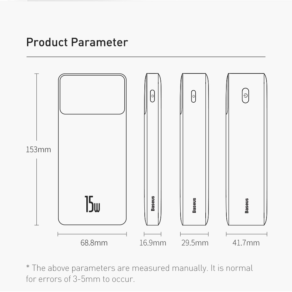 Sạc Dự Phòng Baseus 20000mAh USB 3.0 C PD Nhanh Nhỏ Gọn Cho Samsung