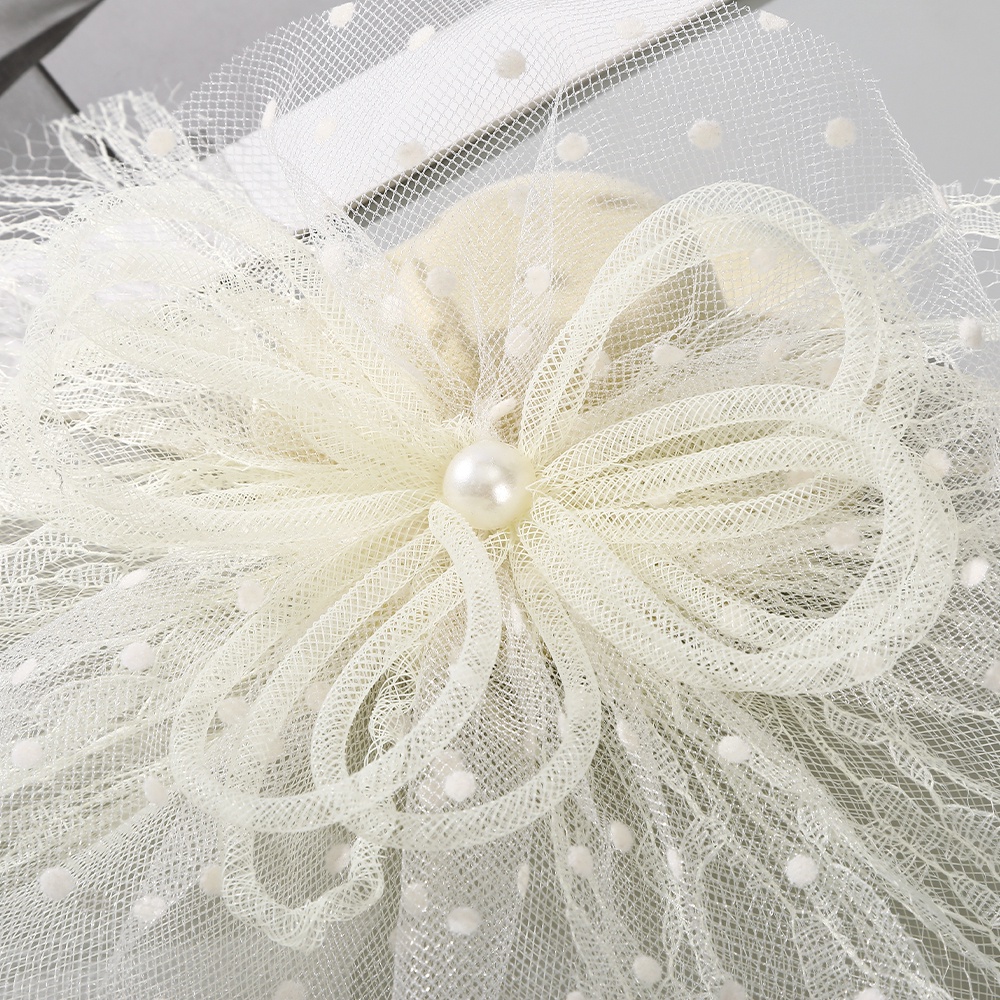 Mũ Lưới Đính Hoa Hồng Và Ngọc Trai Thanh Lịch Cho Cô Dâu