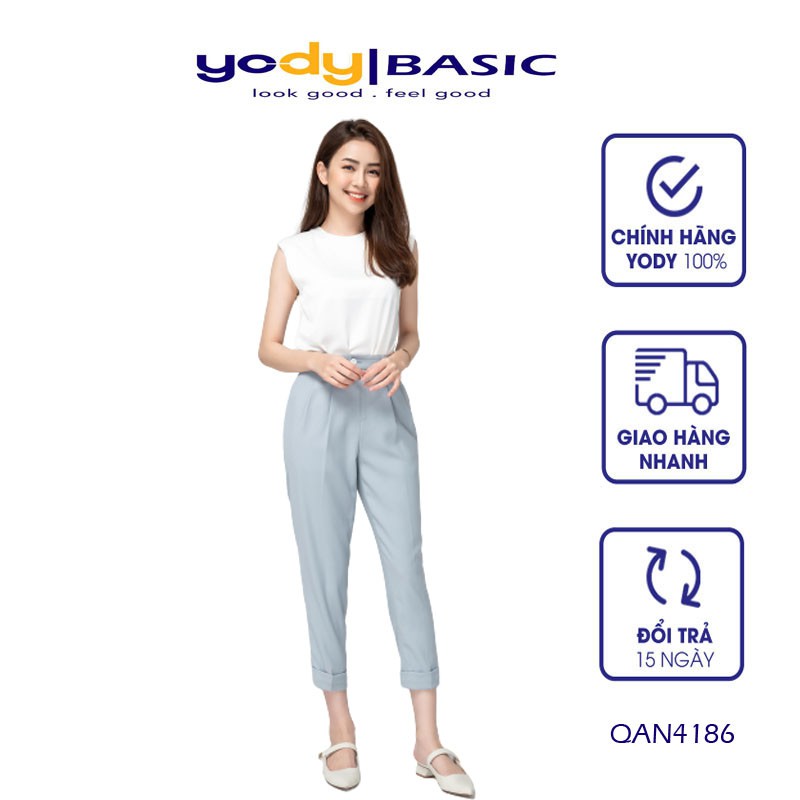 Quần âu baggy nữ YODY - QAN4186, Lưng Cao Chất Liệu Mềm Mại Thoải Mái