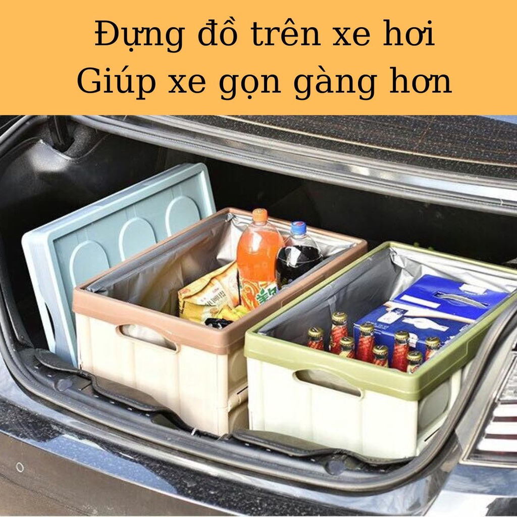 Thùng Nhựa Đựng Đồ Gấp Gọn Lưu Trư Quần Áo Đồ Chơi Hồ Sơ Đựng Đồ Trên Ô Tô