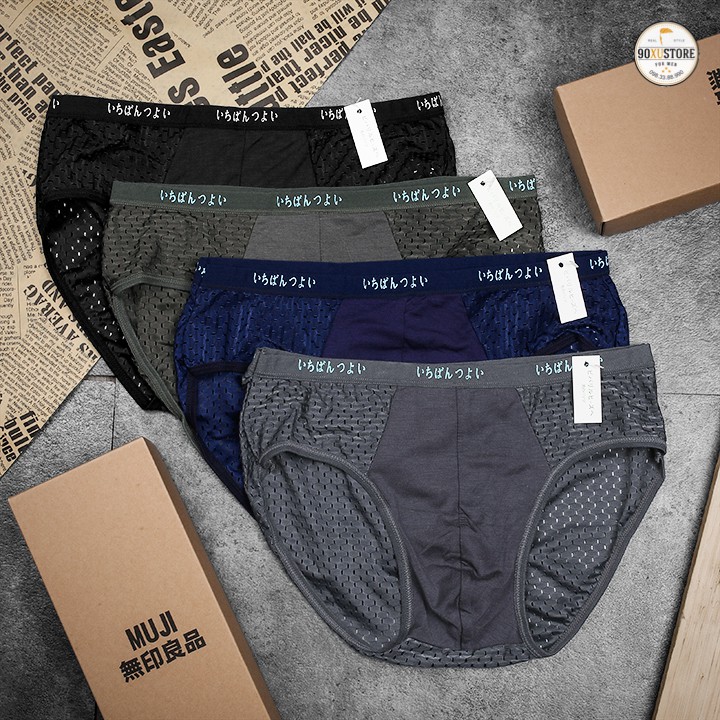 [Hộp 4 Chiếc] Quần Lót Nam Thông Hơi Boxer hoặc Tam Giác MUJI Nhật