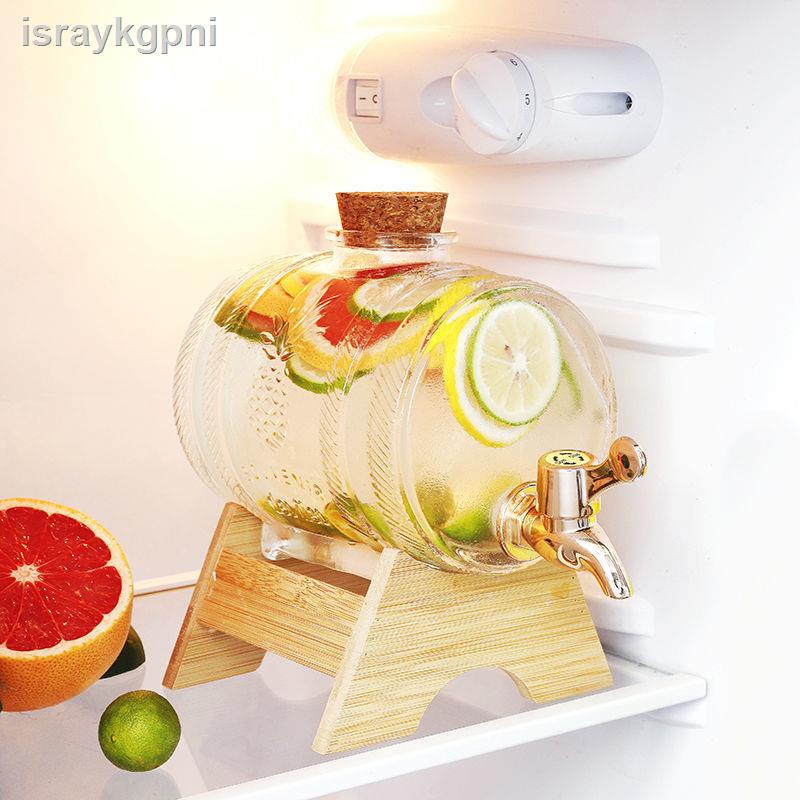 Chai nước lạnh thủy tinh có vòi xô trái cây ấm trà rượu chanh cola thùng đựng tủ