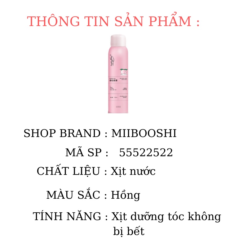 Dầu gội xịt khô tóc bết siêu tốc mini hương đào tạo cảm giác bồng bềnh 150ml MIIBOOSHI 55522522