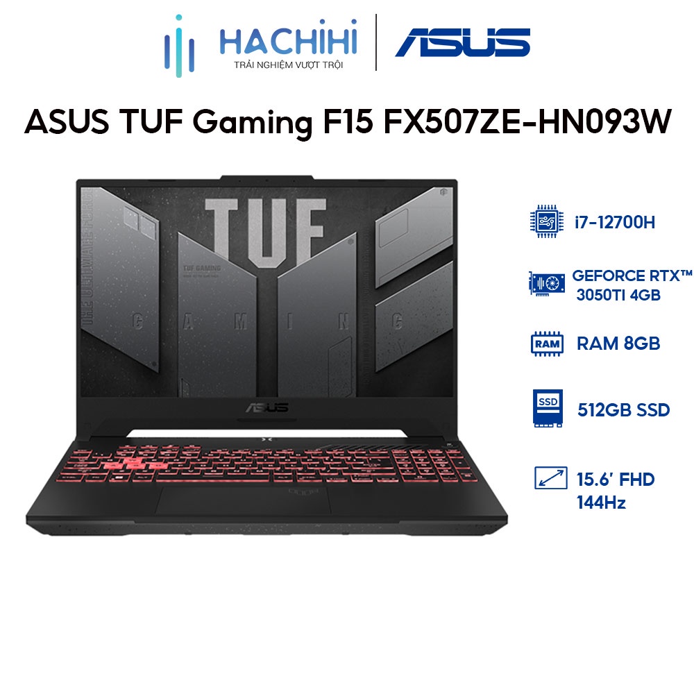Laptop ASUS TUF Gaming F15 FX507ZE-HN093W (i7-12700H | 8GB | 512GB | GeForce RTX™ 3050Ti 4GB | 15.6' FHD 144Hz | Win 11)
