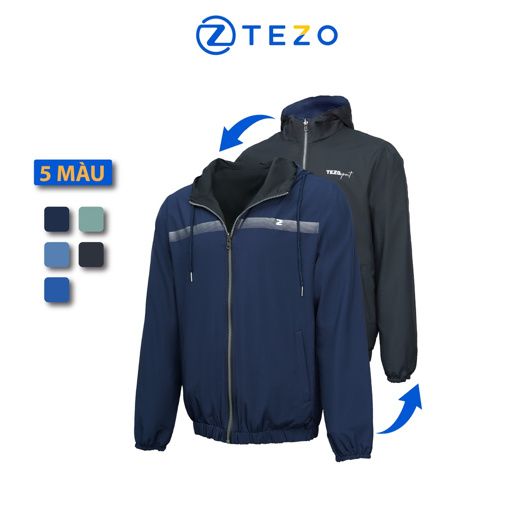 Áo gió nam có mũ 2 mặt Tezo chống thấm nước 22AG2T003