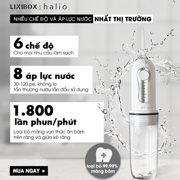 Combo Bàn chải điện Halio Blue và Máy tăm nước Halio Professional Cordless