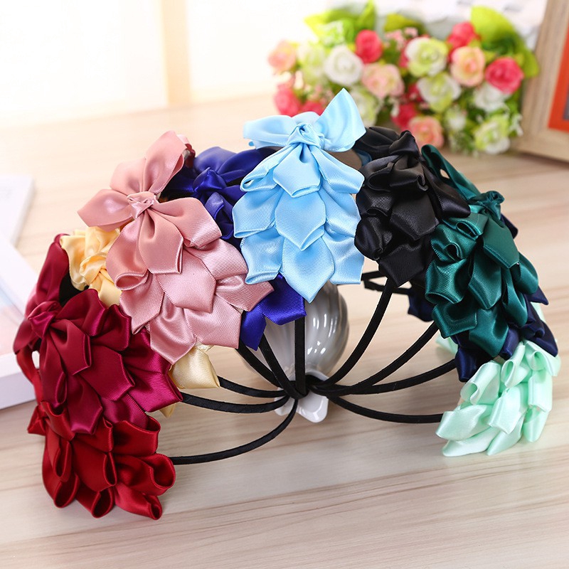 Cài Tóc Nơ Màu Trơn Phong Cách Hàn Quốc