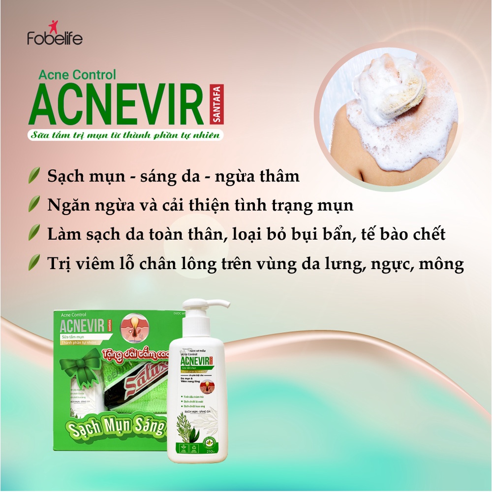 Sữa Tắm Giảm Mụn Lưng, Bệnh Nang Lông ACNEVIR chai 210ml