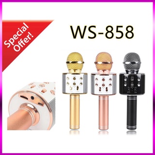 Mic hát karaoke 858 đa năng 6 in 1 - mic hát bluetooth không dây tiện lợi