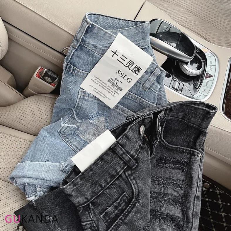 QUẦN SOOC ĐÙI JEAN RÁCH CẠP CAO