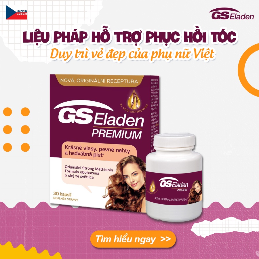 Viên Uống Ngăn Rụng Tóc, Hỗ Trợ Mọc Tóc GS Eladen Chứa Biotin, Dầu Hoa Rum Giúp Tóc Chắc Khỏe, Giảm Khô Xơ Hộp 30 Viên