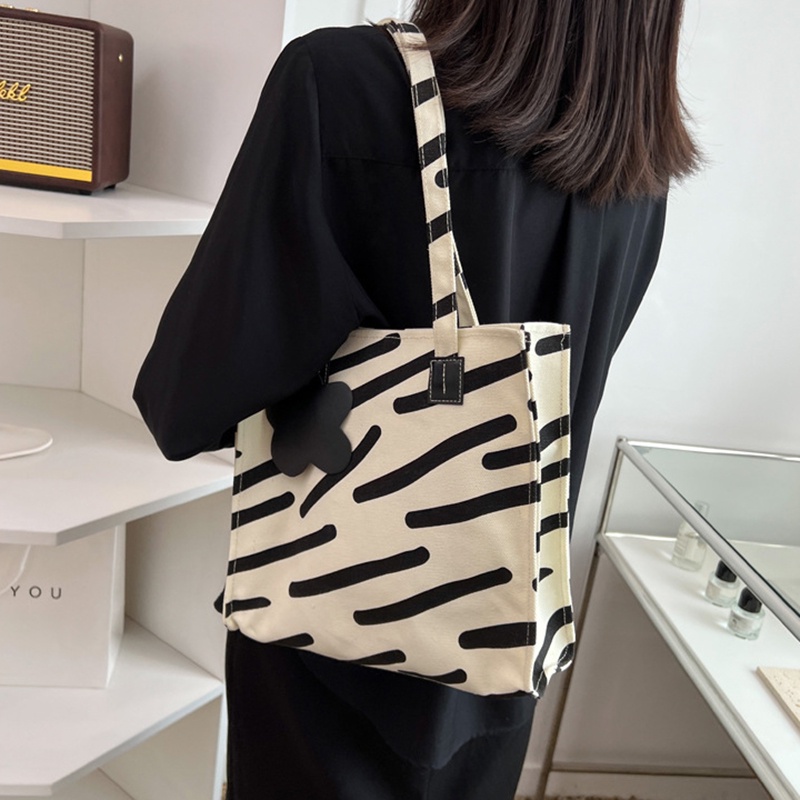 IELGY Túi Đeo Vai Vải canvas Cỡ Lớn In Họa Tiết Ngựa Vằn Đơn Giản Thời Trang Cho Nữ