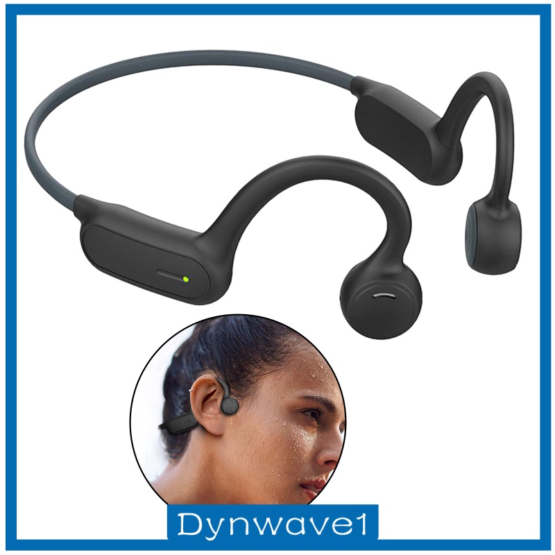 [DYNWAVE1]Open Ear Bone Conduction Headphones IPX4 Stereo for Fitness Cycling Black