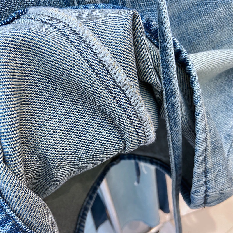Jiashucheng Chân Váy Denim Chữ A Lưng Cao Thắt Dây Phong Cách Retro Mùa Hè Mỹ Hàng Mới 2023