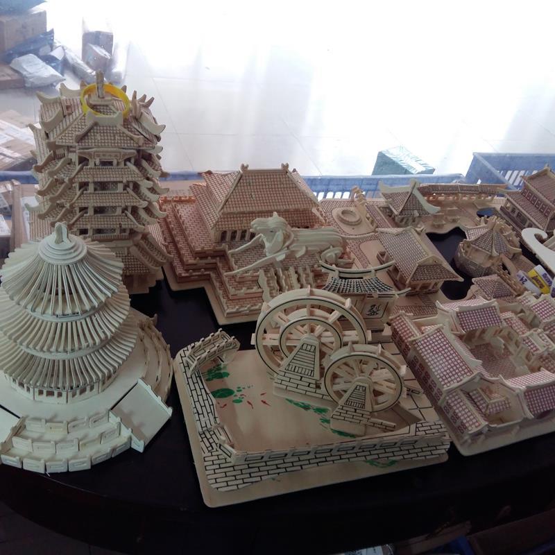 Các khối hình có độ khó cao dành cho người lớn Xếp hình ba chiều bằng gỗ 3d, các tòa nhà cổ, Tử Cấm Thành, mô hình khu v