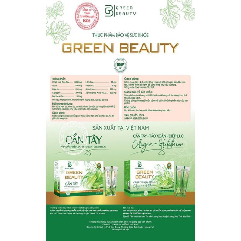 NƯỚC ÉP CẦN TÂY TẢO XOẮN GREEN BEAUTY MẪU MỚI 2023