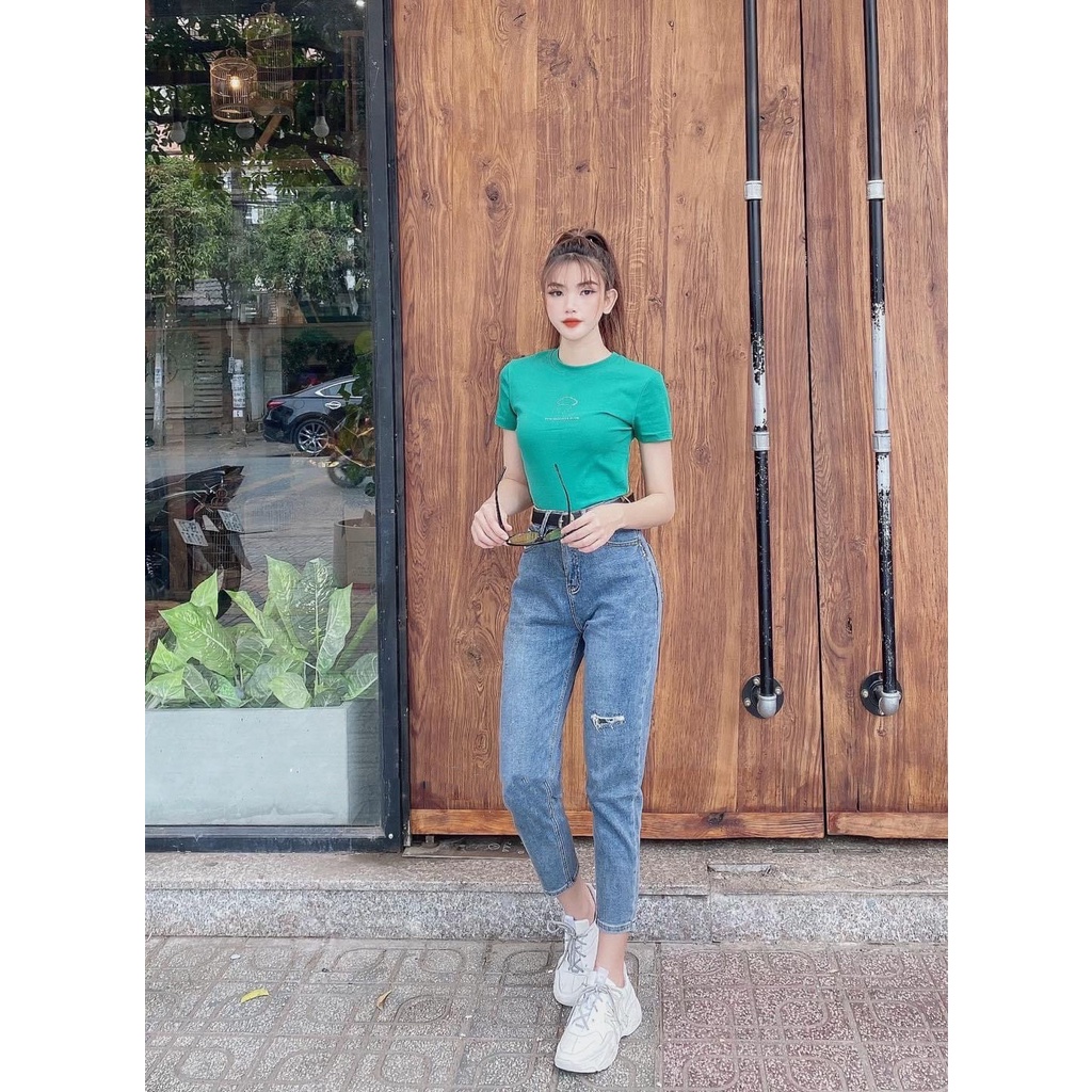 Quần jean 9 TẤC BigSize phom Baggy / boyfriend co dãn mạnh, lưng cao, màu xanh was râu mèo 4205 hottrend