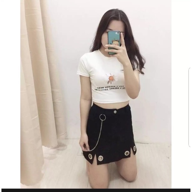 ÁO CROPTOP THÊU CÚC