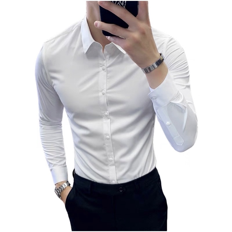 Áo sơ mi nam dài tay cổ bẻ loại vải tốt quảng châu đủ size
