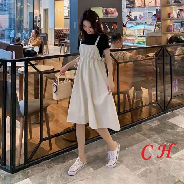 Yếm váy 2 dây trơn chun eo COH654