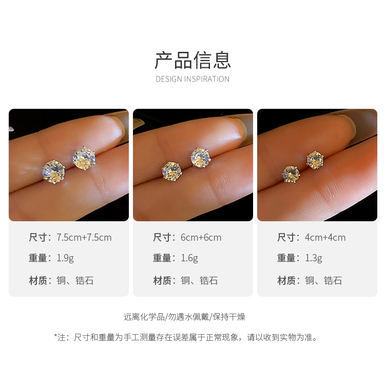 DREJEW Khuyên tai kim bạc đính đá zircon phong cách Hàn Quốc tinh tế đơn giản thời trang cho nữ