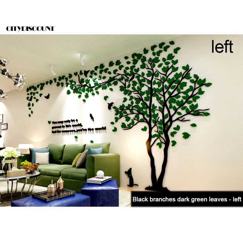 Gương dán tường acrylic hình cây lá trang trí nhà phòng khách