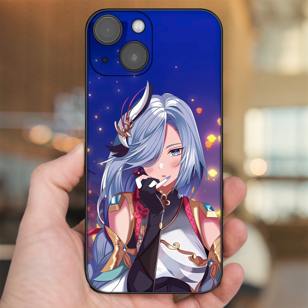 Ốp lưng iPhone 13 dẻo đen cạnh vuông in hình Shenhe Genshin Impact