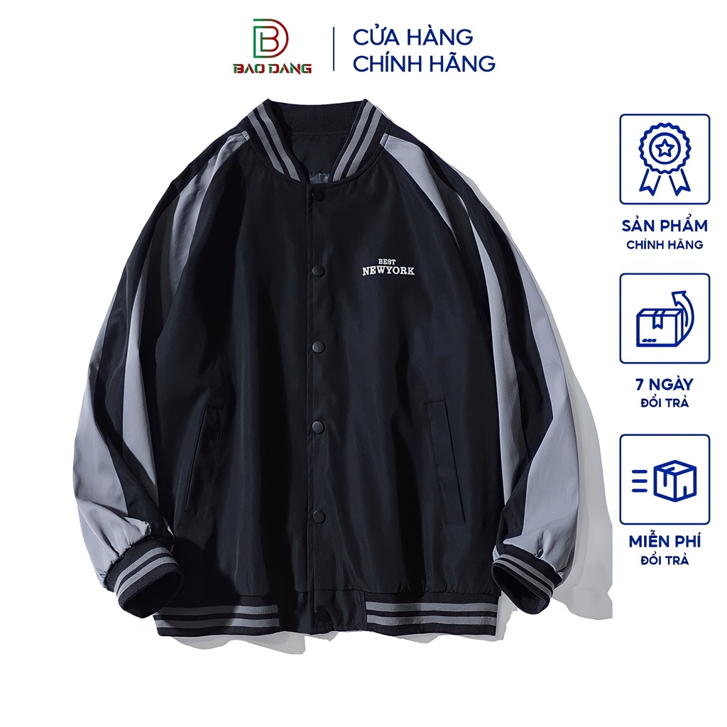 Áo khoác bomber unisex  bóng chày best newyork phong cách ulzzang chất liệu dù 2 lớp Bảo Đăng