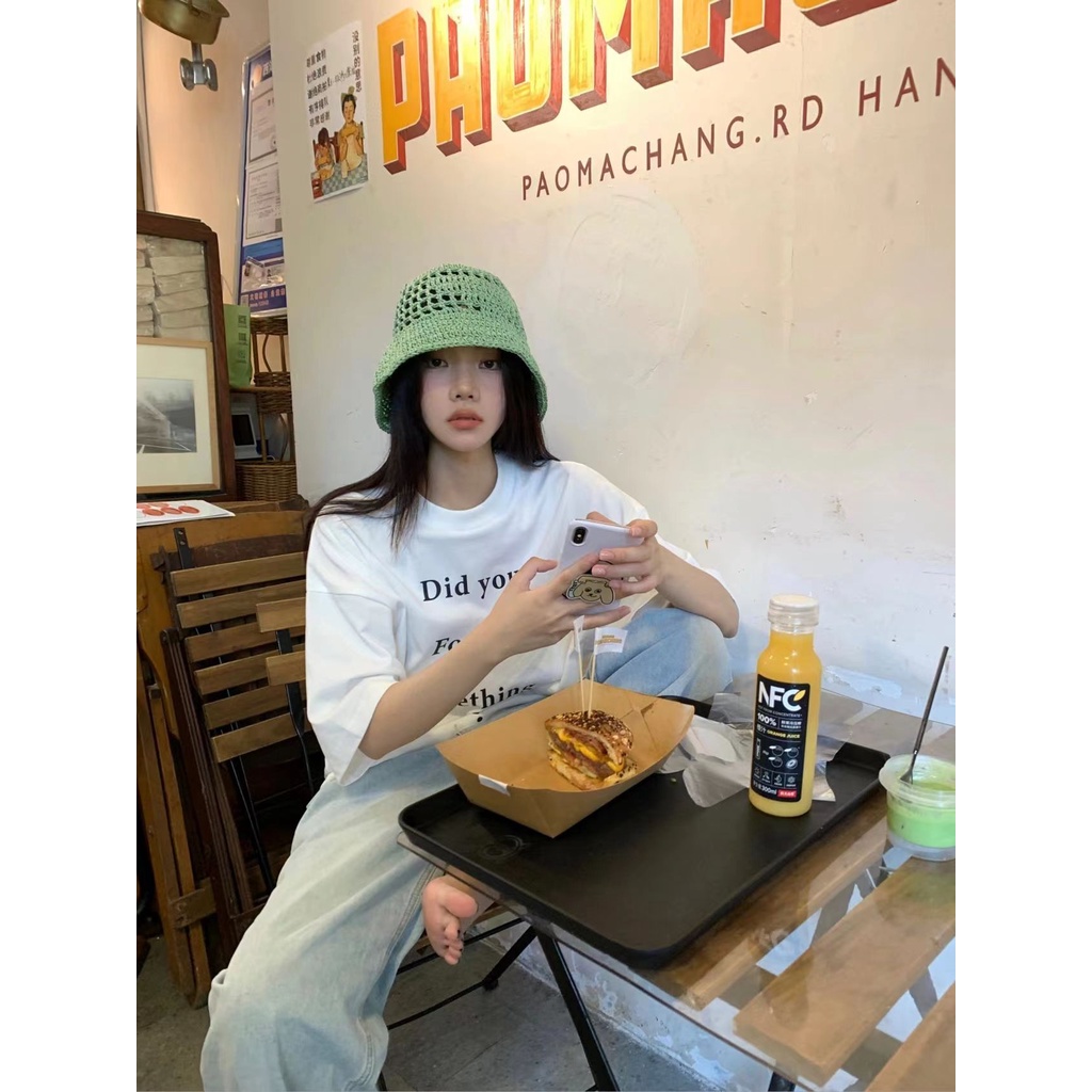 NRVP Áo Thun Nữ Oversize Cổ Tròn Thời Trang Hàn Quốc