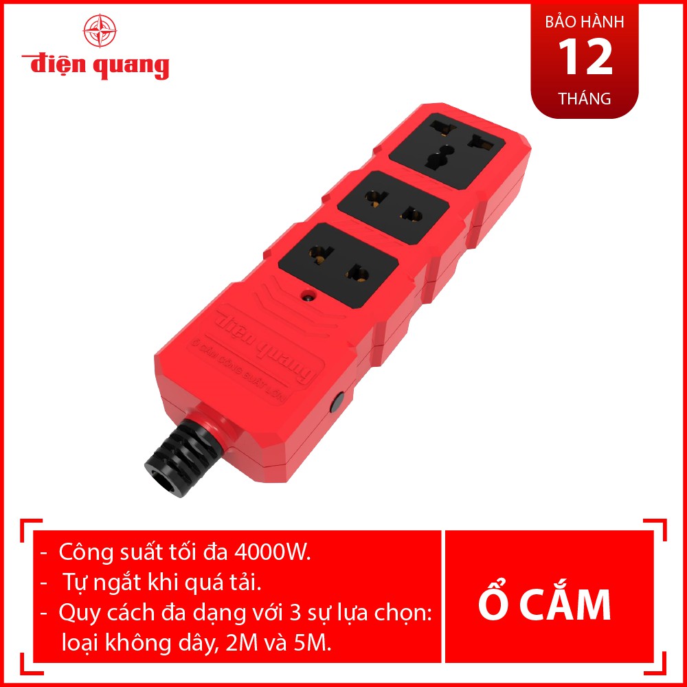 Ổ cắm Công suất lớn Điện Quang ĐQ ESKHP 5M (3 lỗ, dây 5m)