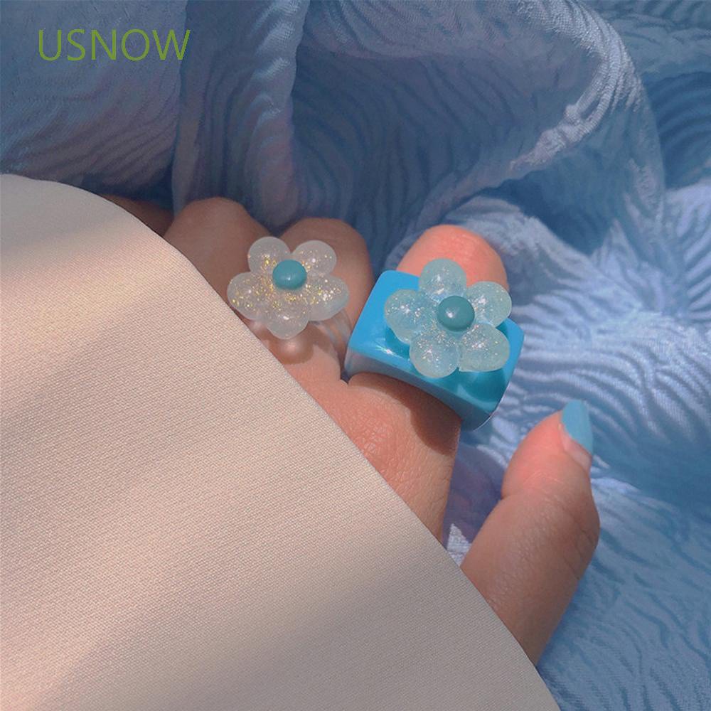 Nhẫn Nhựa Acrylic Hình Vuông / Hoa Nhiều Màu Sắc Phong Cách Hàn Quốc Cổ Điển Thời Trang Cho Nữ
