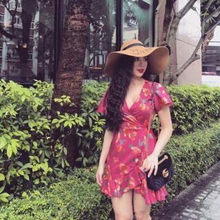 Đầm suông đắp chéo bèo lai