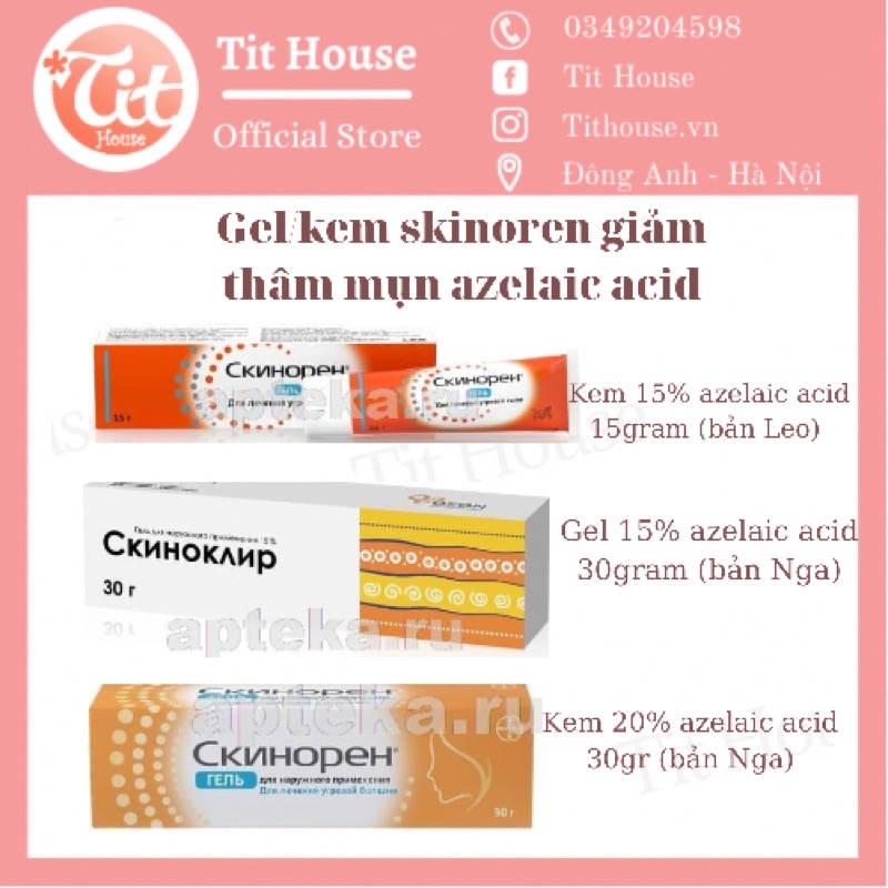 Kem/Gel Skinoren giảm thâm mụn, gom cồi mụn