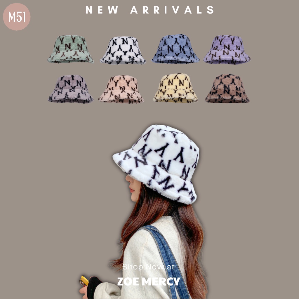[SẴN]☘ Mũ nón bucket lông mịn chữ NY phong cách Ulzzang (M51)