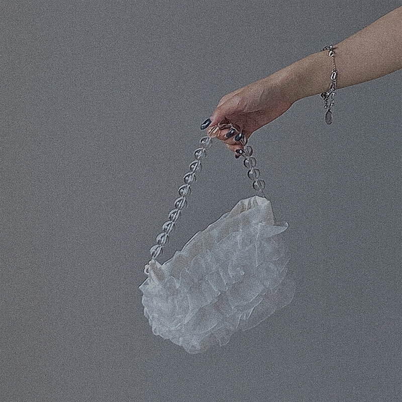 Túi Đeo Vai Mini Đính Ngọc Trai Phối Dây Xích Phong Cách Vintage