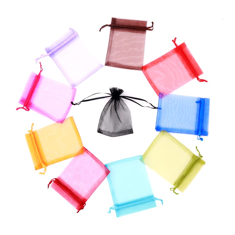 Combo 20 túi vải voan lưới túi thơm có dây rút vải kích thước 9x12cm