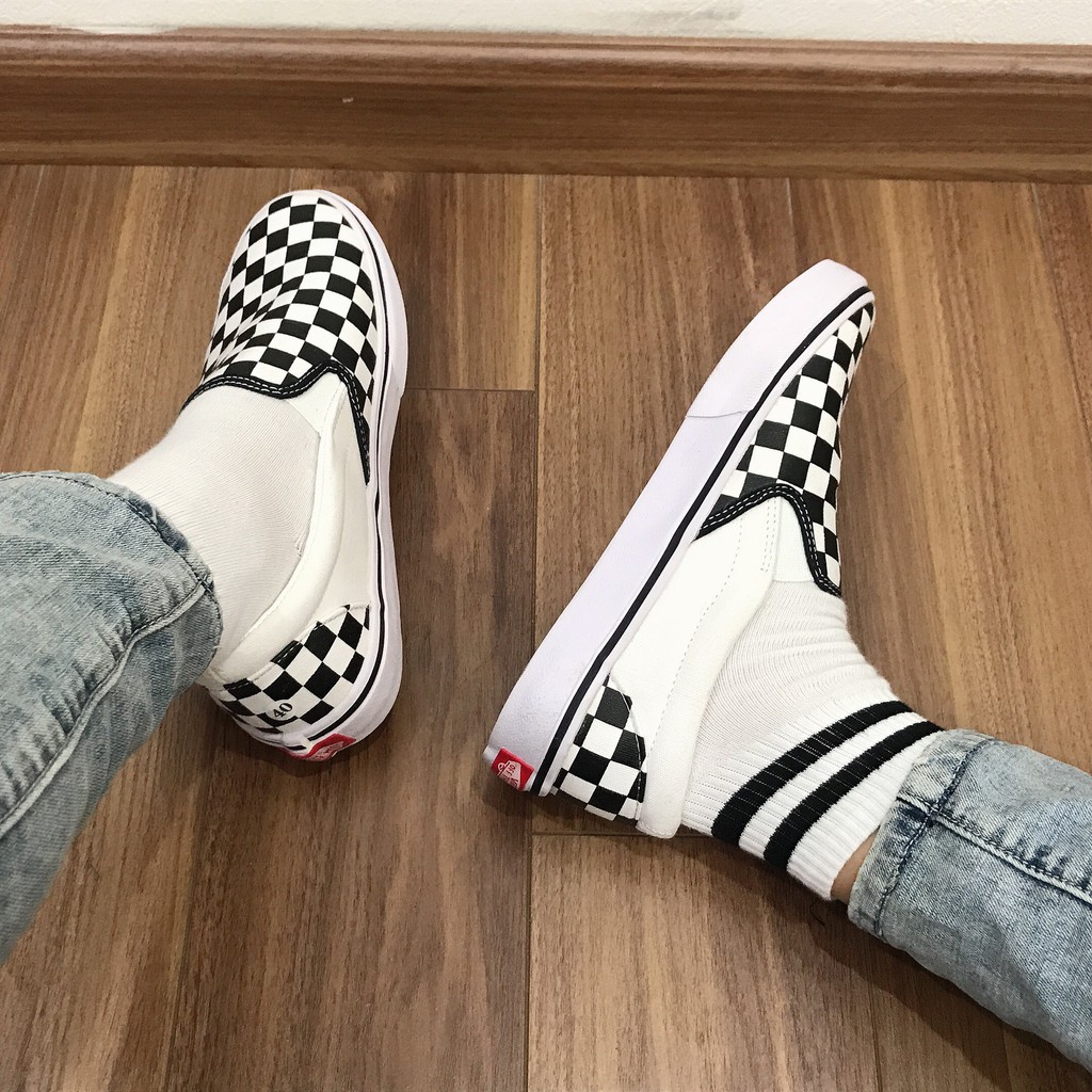 [ Freeship - Xả Kho ] Giày slipon caro, Giày thể thao checker board, Giày van lười nam nữ