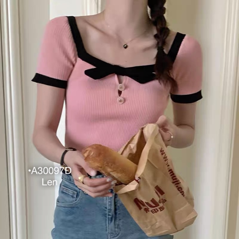 Áo len tay con nơ dây lưng phía sau phong cách hàn quốc