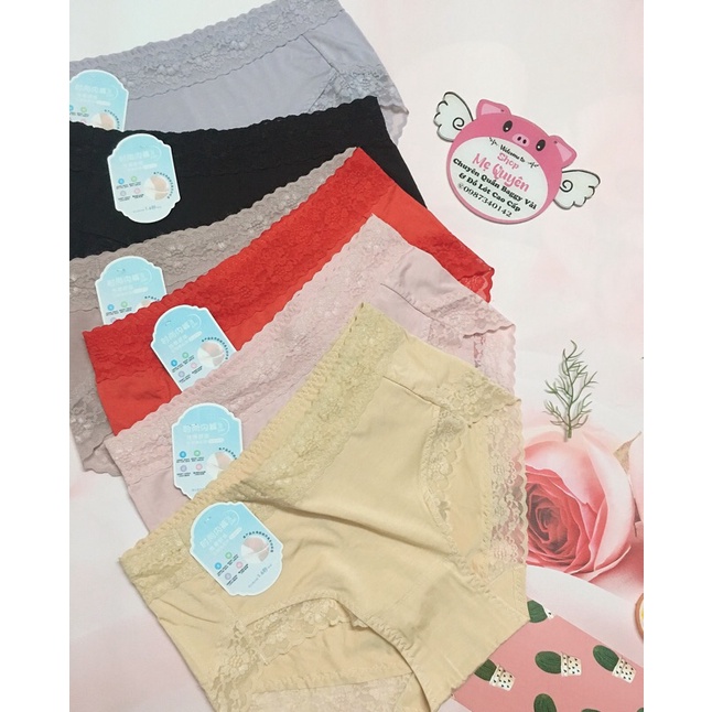 Quần lót Cotton lạnh viền ren cao cấp- gen bụng kháng khuẩn che khuyết điểm tối đa