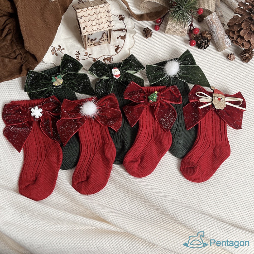 Vớ Cotton Chống Trượt In Họa Tiết Giáng Sinh Dễ Thương Cho Bé Sơ Sinh