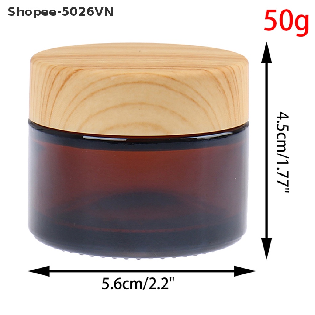 1 Hũ Thủy Tinh Đựng Mỹ Phẩm Chăm Sóc Da Với Họa Tiết Vân Gỗ