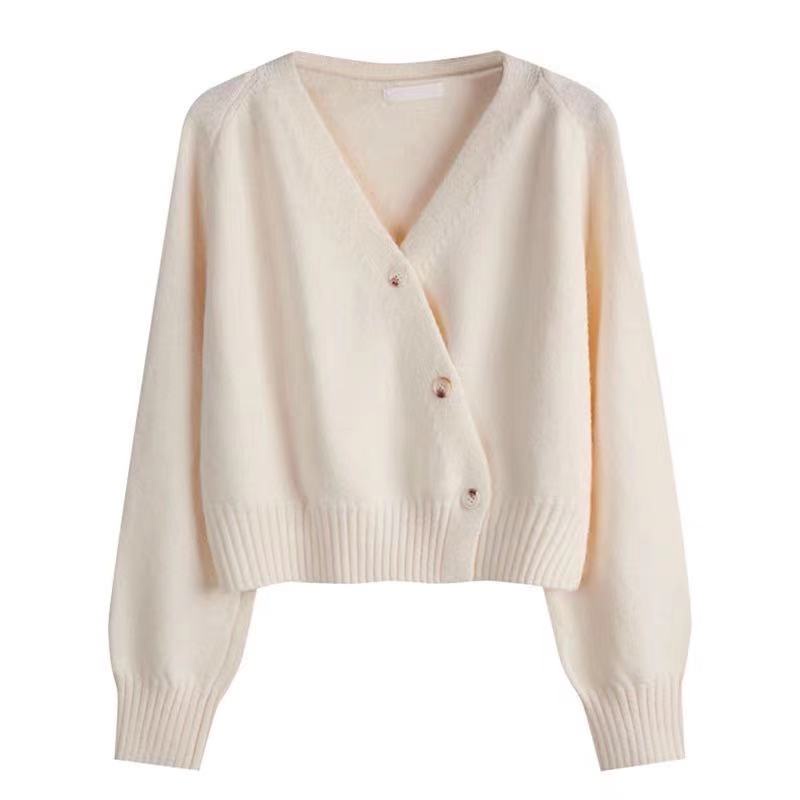Áo cardigan dệt kim tay dài dáng rộng màu trơn thời trang
