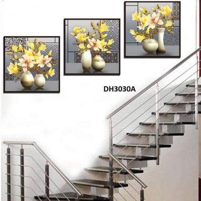 Bộ 3 Tranh TRÁNG GƯƠNG TREO CẦU THANG 60x60cm - Hiện Đại
