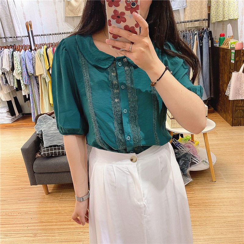 ÁO KIỂU NỮ áo kiểu cổ sen phối ren dễ thương XONXEN SHOP freesize mã S521