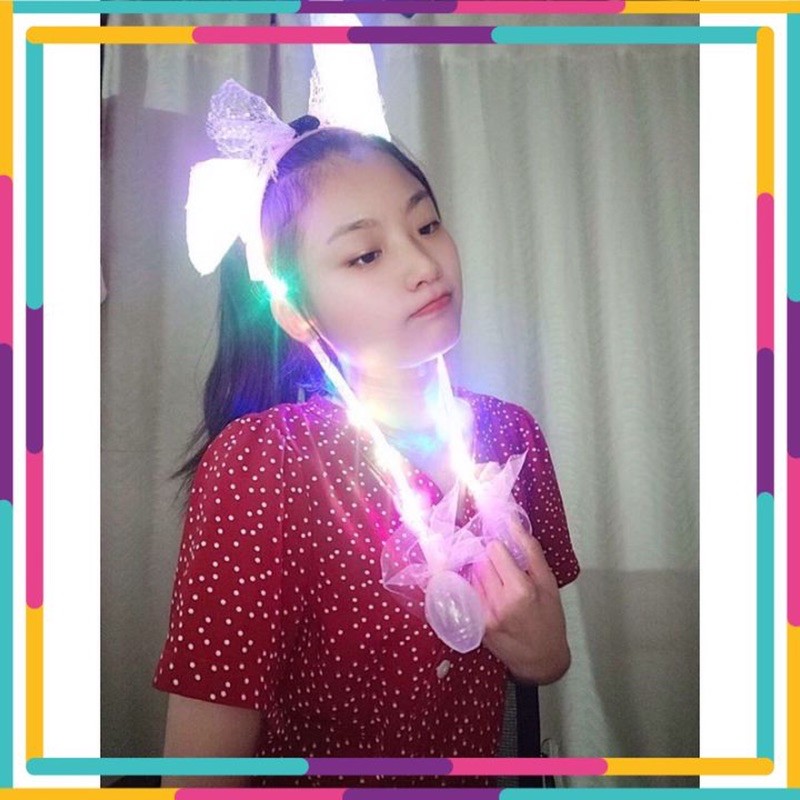 Băng đô tai thỏ cử động, có đèn led