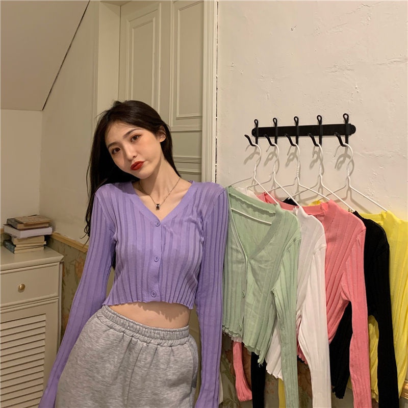 Áo Khoác cardigan Vải Dệt Kim Mỏng Dáng Ngắn 2022 JL-TX-198