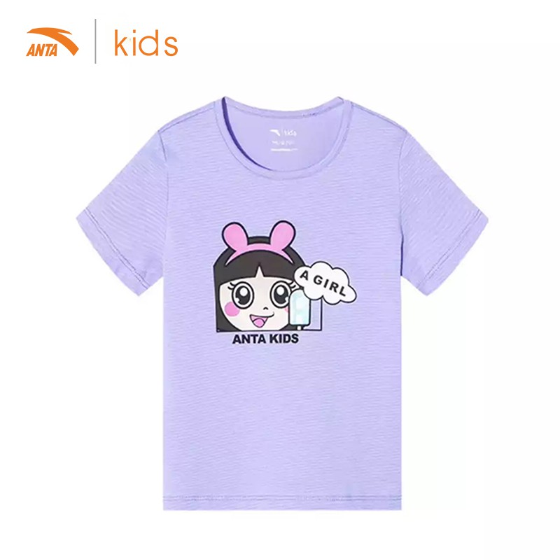 Áo cộc tay bé gái Anta Kids hình chibi xinh xắn 362029115-1