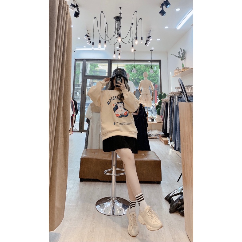 Áo nỉ sweater 2 màu hồng và be in hình gấu siêu xinh[Ảnh thật] | BigBuy360 - bigbuy360.vn
