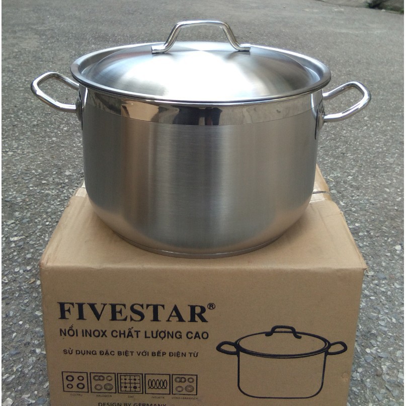 Nồi luộc gà inox 430 FiveStar Standard 3 đáy bếp từ nắp inox , tặng 2 vá canh ( 26cm / 28cm / 30cm / 32cm /36cm)
