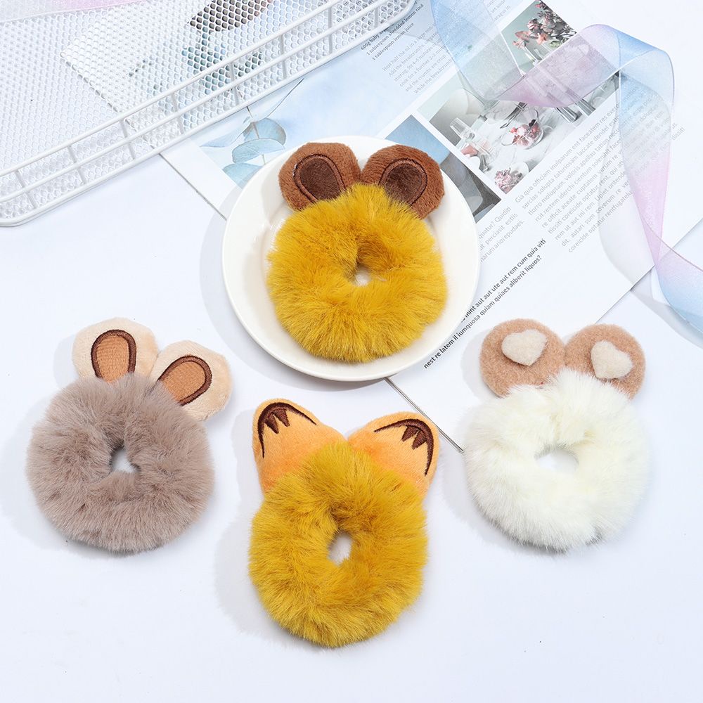 Băng Đô Cài Tóc Hình Tai Mèo Vải Lông Co Giãn Dễ Thương Cho Nữ